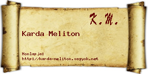 Karda Meliton névjegykártya